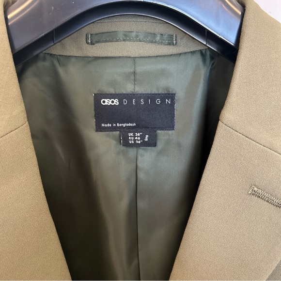 Men’s ASOS DESIGN Slim Suit Jacket, Dark Green, 36” Chest Regular Length - Picture 5 of 8